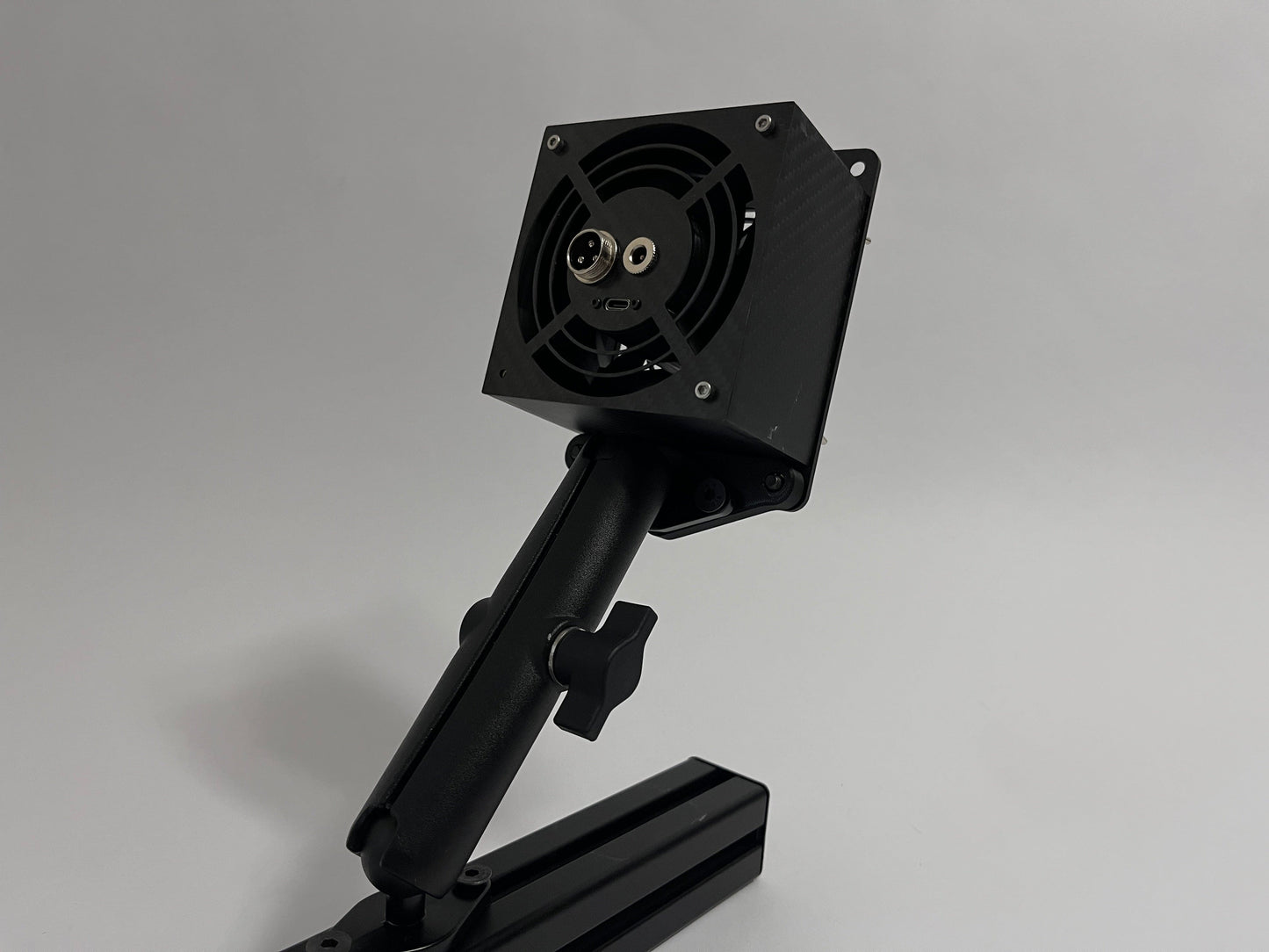 mount at 45 dgeree angle with top bottom mount angled down with button box on it