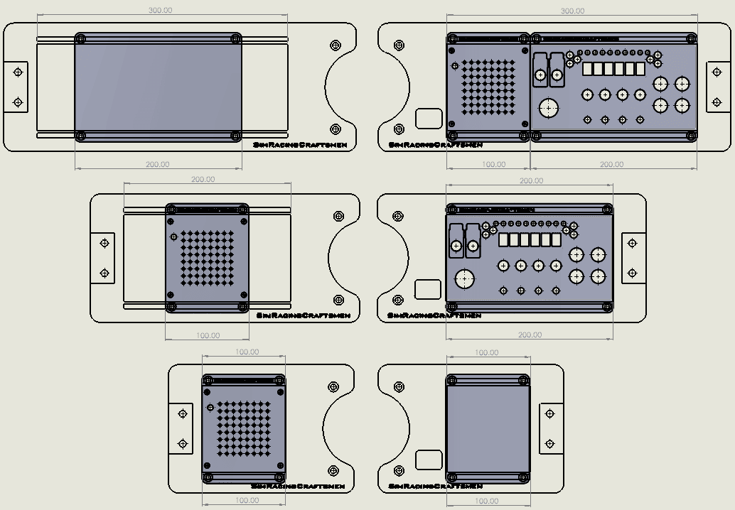 2d drawing of all button box brackets with button boxes inside