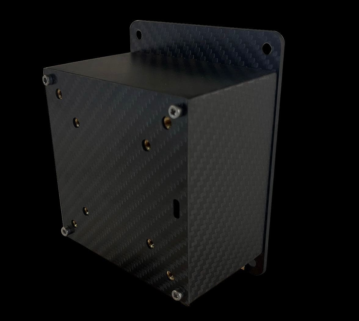 rear of the rgb matrix button box with VESA 50 and 75 compatible inserts