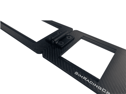 locking hinge screwed onto two sim racing button box expansion brackets