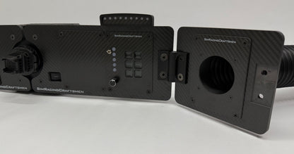 right side of sim racing setup with sim brows and wind sim tube installed