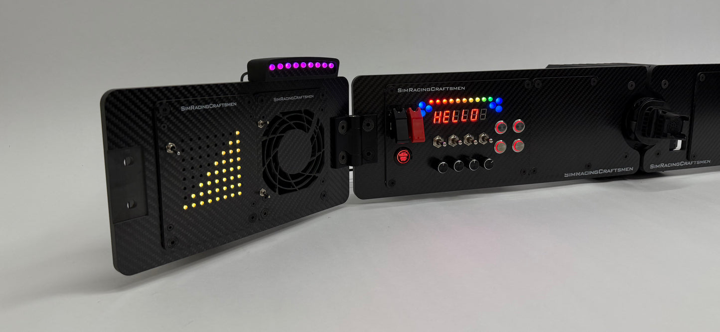 left side of Elite Prebuilt setup turned on with active wind sim installed on grey background