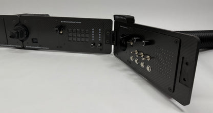 right side of Elite Prebuilt setup turned off with tube wind sim installed on grey background