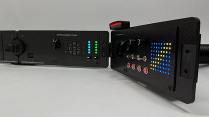 right side Elite Prebuilt setup turned on with tube wind sim installed on grey background