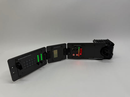 left side of prebuilt compact sim racing setup without sim brows installed