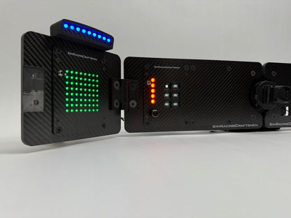 left side of setup with sim brow turned on with blue lights