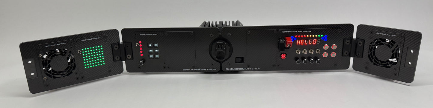 full view of sim racing setup with wind sim installed