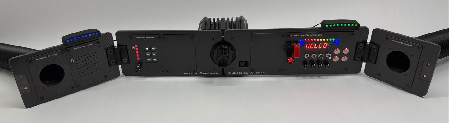 full view of pro prebuilt setup with sim brows turned on and wind tubes installed