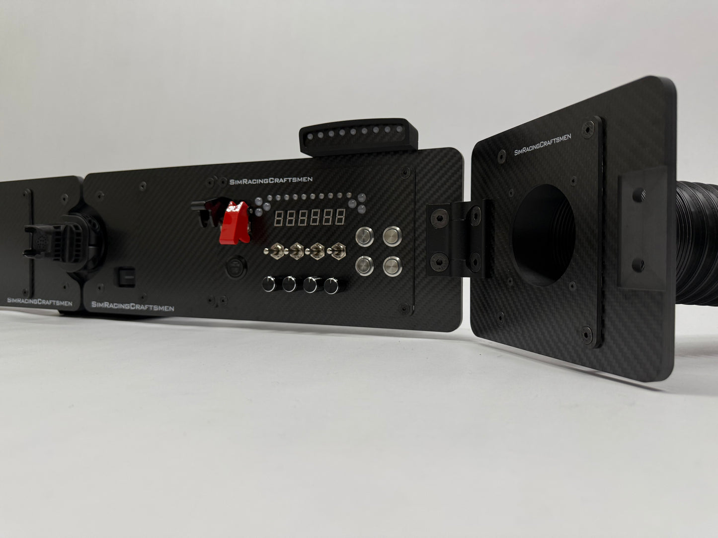 right side of sim racing setup with grid brows and wind sim rube installed