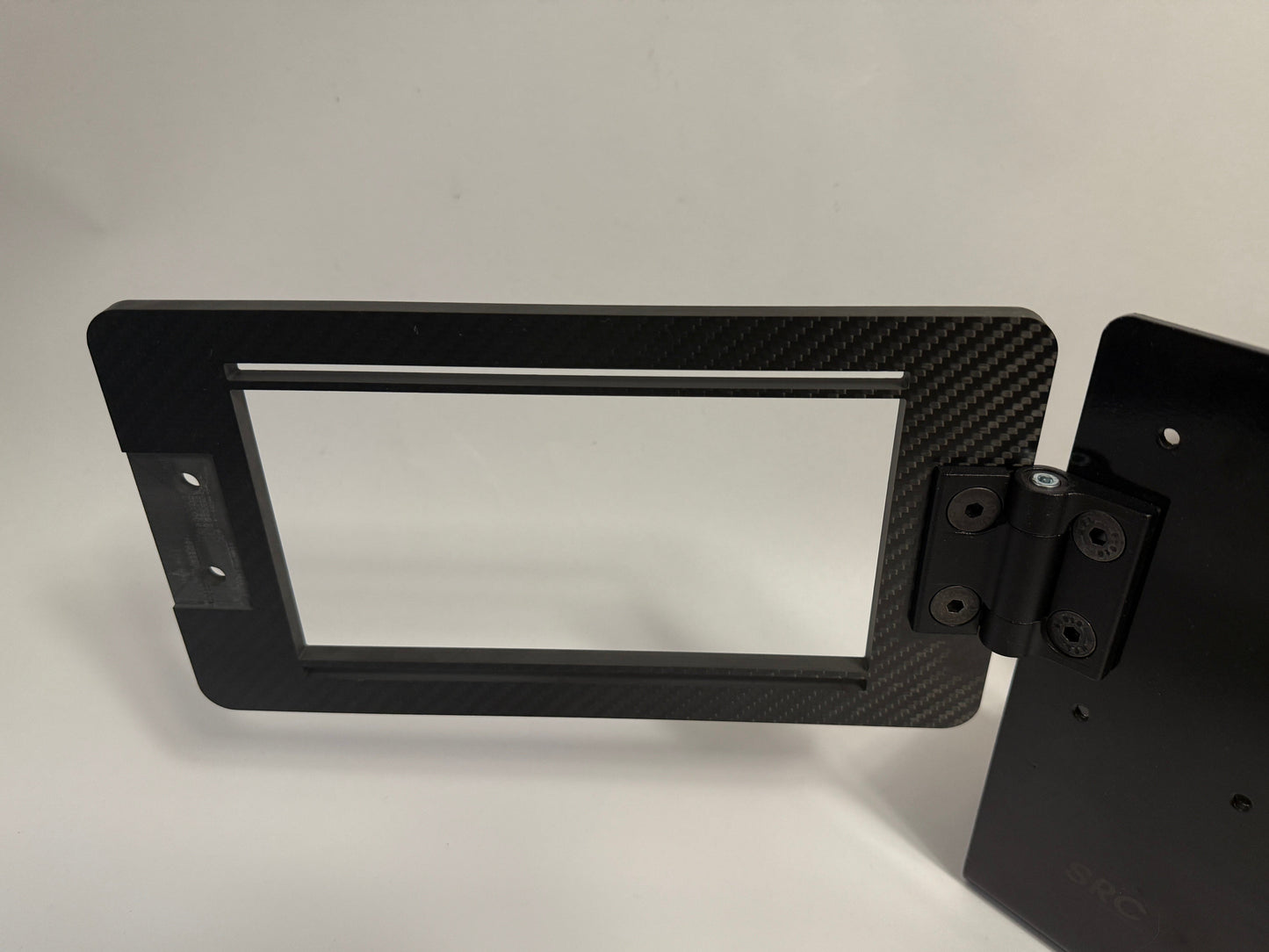 expansion bracket and locking hinge mounted on desk mount at an angle