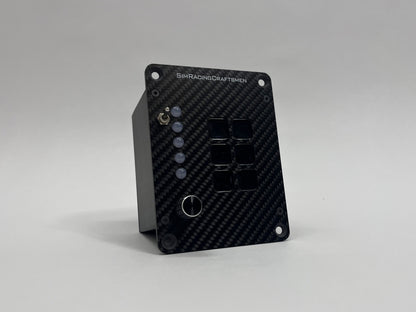 Carbon Fiber button box turned off with gray background
