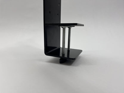 side view of desk mount showing two threaded rods for desk mounting