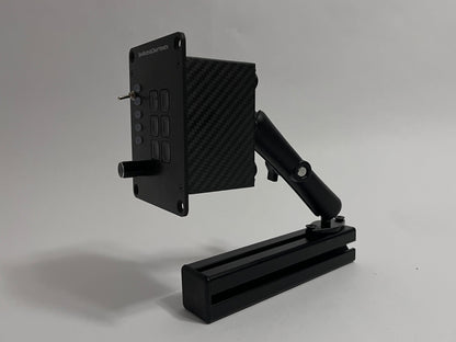 Button box mounted on arm on a 4040 profile on a white background