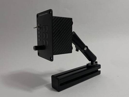 Button box mounted on arm on a 4040 profile on a white background