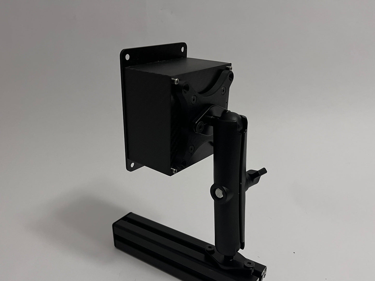 mount vertically placed with vesa adapter attached to button box