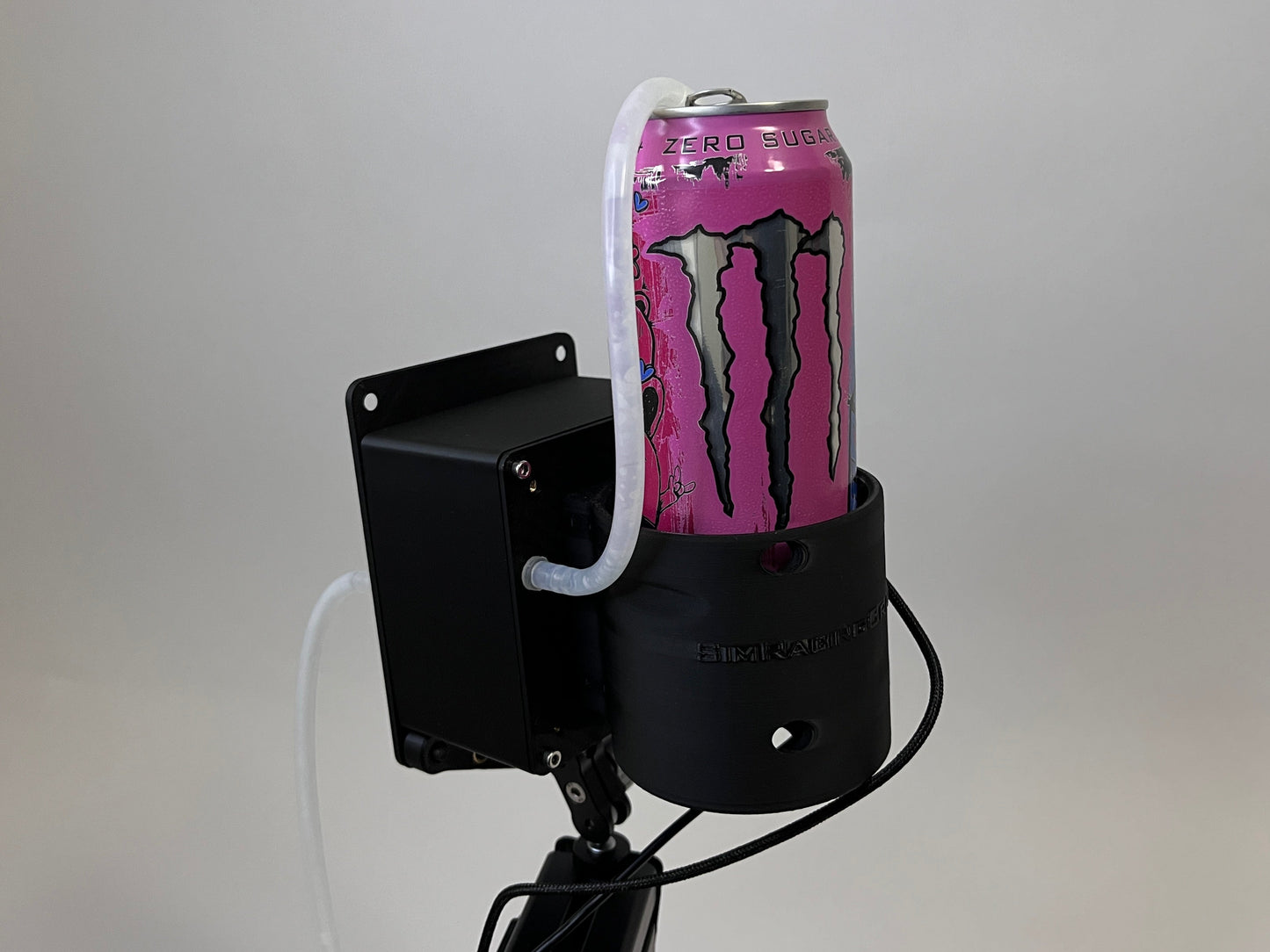 rear of drinkbox with monster can in can holder