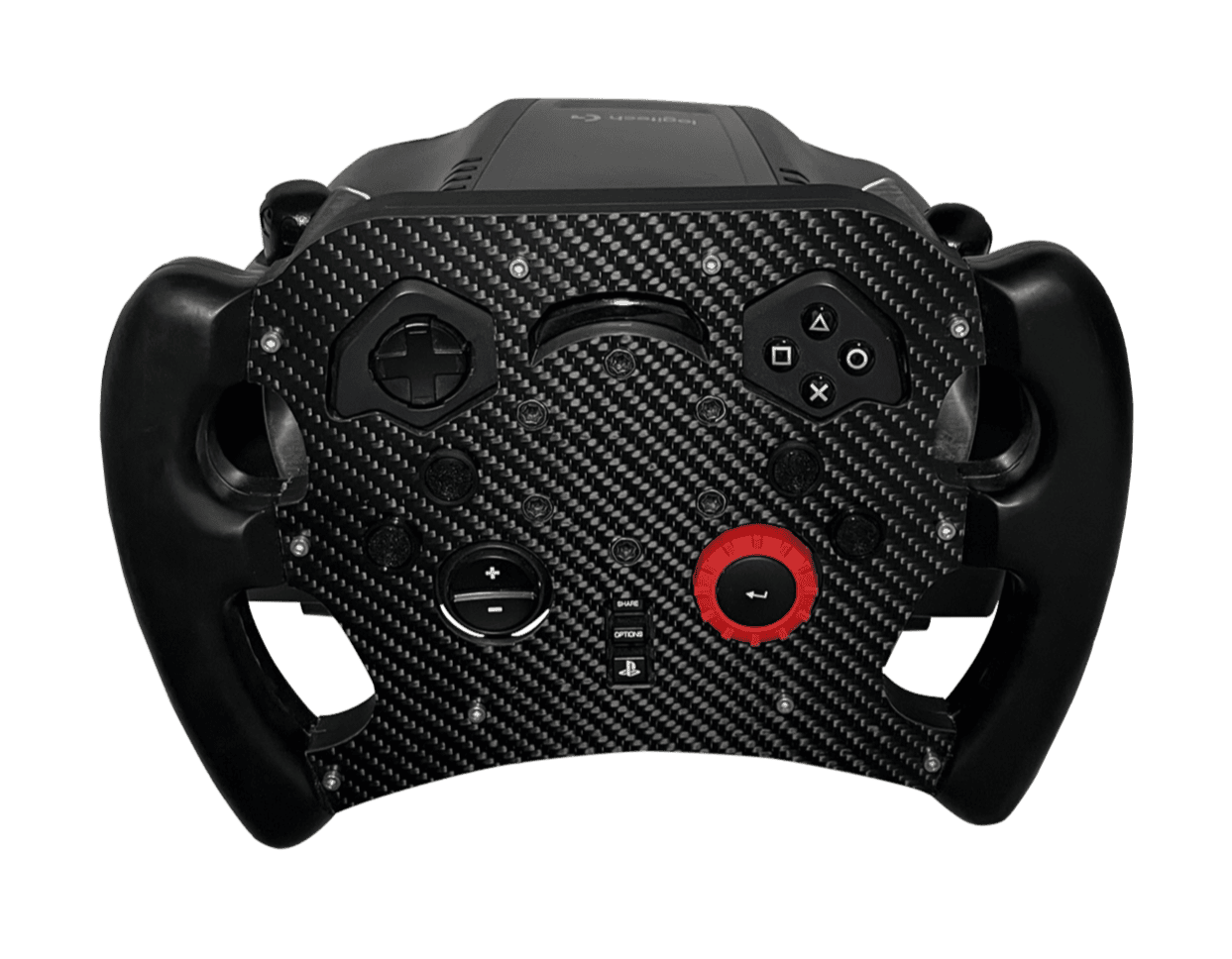 Sim Racing Wheel Mod Logitech with real carbon fiber and rubber handles