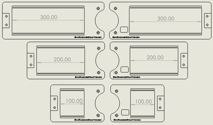 2D drawing off all sim racing base bracket sizes