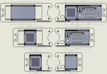 Load image into Gallery viewer, 2d drawing of all button box brackets with button boxes inside
